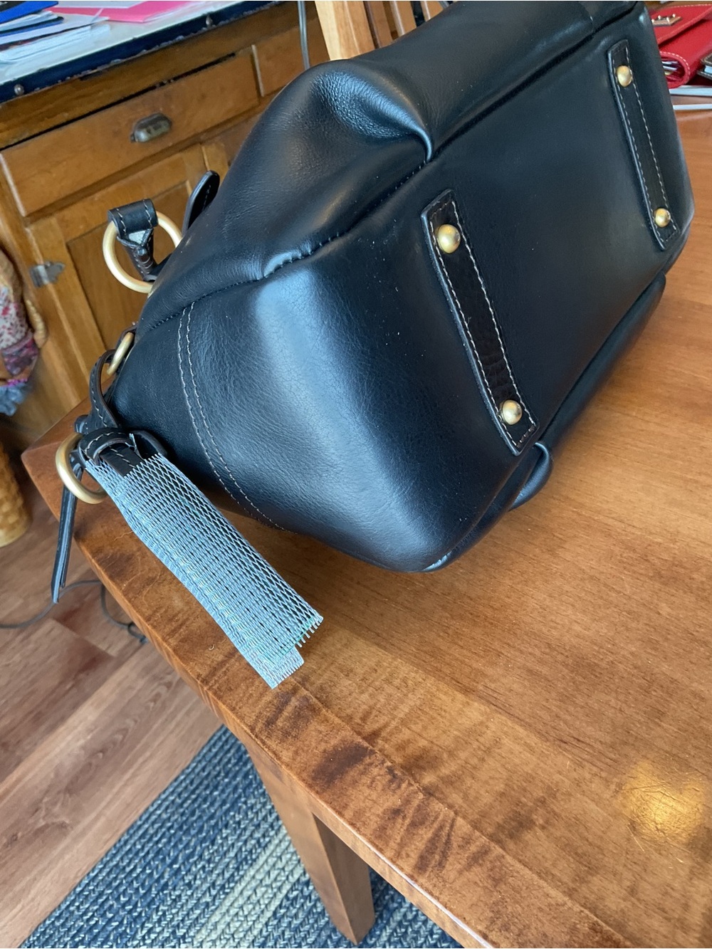 Dooney & Bourke Black Florentine Leather Mail Satchel with Wallet - Picture 13 of 16